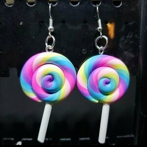 Handmade Pastel Rainbow Lollipop Earrings
